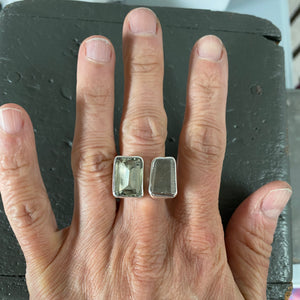 Green Amethyst + Pyrite, size 7-8